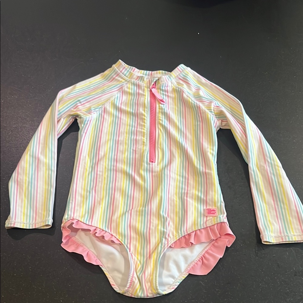 Striped Long Sleeve Kids Swimwear